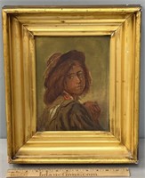 Antique Child Portrait Oil Painting on Board