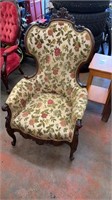 Victorian Chair with Floral Print Upholstery