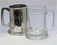 2 Vintage Glass And Pewter Tankards
