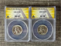 1961 D & 1964 D Quarters