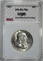 1963 FRANKLIN HALF DOLLAR RNG GEM BU FBL