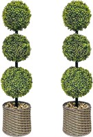 2 Trees 3FT Faux Boxwood Topiary Ball Tree