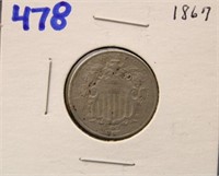 1867 U.S. FIVE CENT PIECE