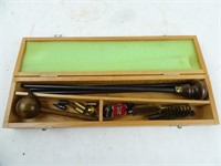 Vintage Shotgun Rod Cleaning Kit in Wood Box