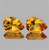 Natural Golden Yellow Citrine Pair 15x10 MM {Flawl