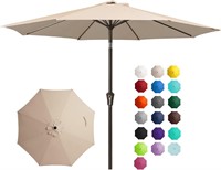 9FT Patio Umbrella, Push Button Tilt, Beige