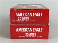 American Eagle .25 Auto FMJ Ammo.