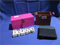 boxes, binder, believe wall decor