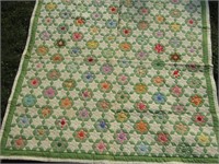 Hand Stitched 1930s Star Quilt w/ Green