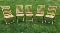(5) Antique Wooden Folding Chairs