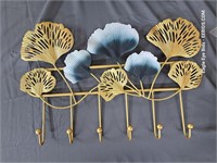 Blue & Gold Leaf Wall Coat-Rack