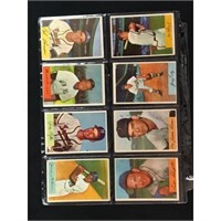 8 Different 1954 Bowman Baseball Cards With Hof