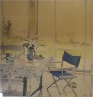 Charles Reid, table & chair scene framed print