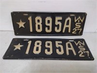 Wisconsin Dealer 1927 Metal License Plate Pair