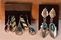 4 Pair of Pierced Earrings - Some Indian Silver