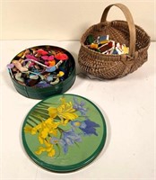 knitting & sewing basket & tin