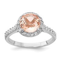 Sterling Silver Created Morganite Ring