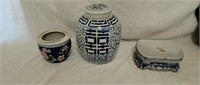 Porcelain Chinese Ginger Jar, Planter and Stand