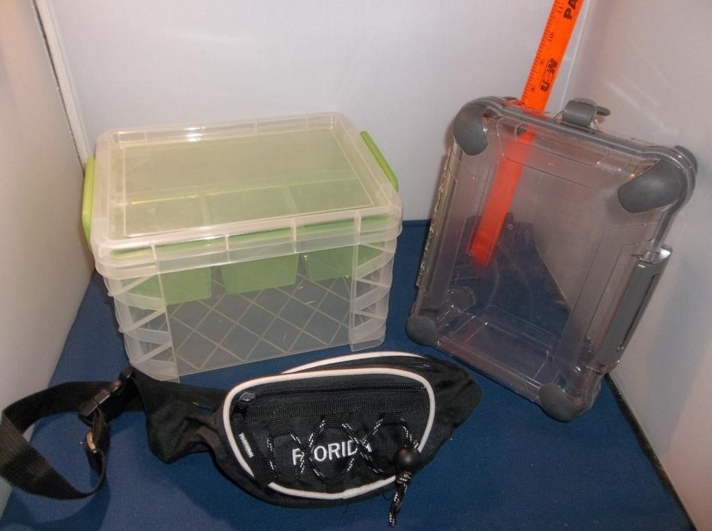 2 Clear Organizer Tote Boxes & Fannie Pack