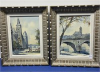 “A View of Paris “ 2 Pcs Paintings Framed and