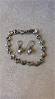 Sterling heart earrings and bracelet