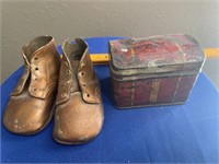 Bronze Shoes and Collectible Tin