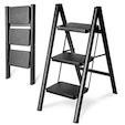 Double Elite 3 Step Ladder  330 lbs  Black