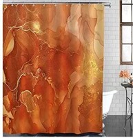 SHOWER CURTAIN ORANGE MARBLE GOLD