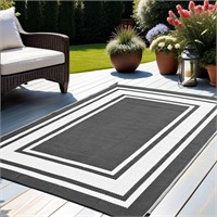 RURALITY 8x10ft Rug  Plastic  Black & White