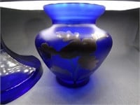 2 Deep Blue Glass Collectibles/ Art Nouveau