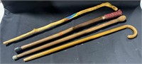 4 Wooden Walking Canes/Sticks
