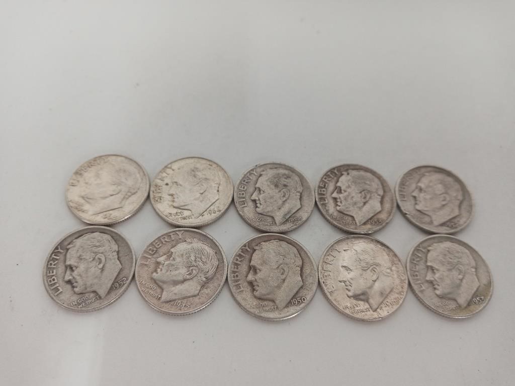 Roosevelt Silver Dime Lot of 10
