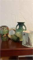 Green fade vase,painted  brass vase, handpainted