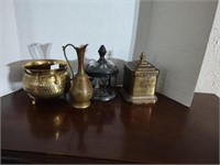 Group of 4 great brass and metal items, made in