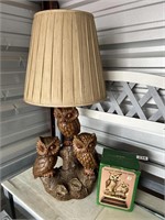 Large Owl Lamp & Ceramic Owls U234