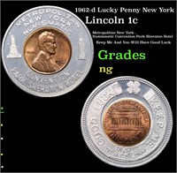 1962-d Lucky Penny New York Lincoln Cent 1c Grades