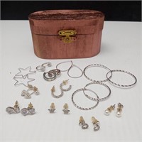 12 Assorted Earrings in Wood Box
