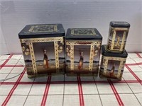 4 PC ORIENTAL TIN BOXES