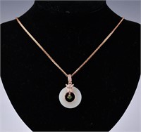 A S925 Rose Gold Stone Pendant Necklace