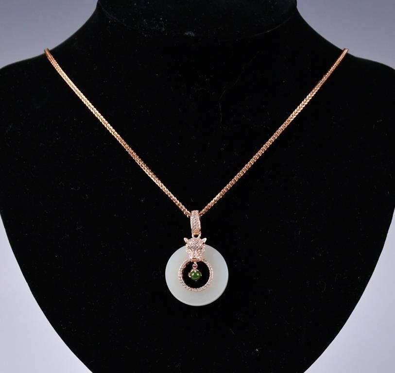 A S925 Rose Gold Stone Pendant Necklace