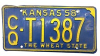 1958 Kansas License Plate