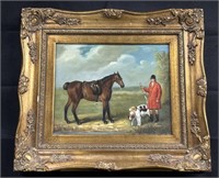 Signed Paul Oil on Board Fox Hunt Painting.