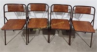 (4) Folding Cushioned Metal Chairs