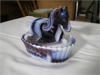 Westmoreland Glass Horse Covered Candy Dish