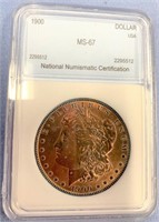 1900 Morgan silver dollar, MS 67 by NNC