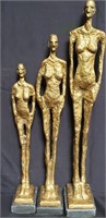 3 Metal nude sculptures