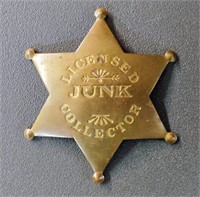 VINTAGE LICENSED JUNK COLLECTOR BADGE