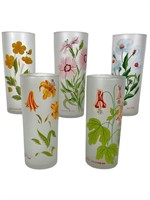 5 Vintage Frosted Tumblers