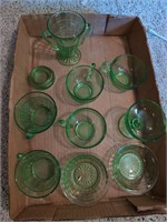 Variety of green depression glassWare 10 pcs