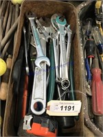 Assorted wrenches, tape measure